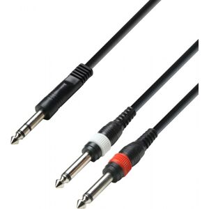 Adam Hall Cables 3 STAR YVPP 0100 - Câble Audio Jack 6,35 mm stéréo vers 2 x Jack 6,35 mm mono - Câble à prise jack