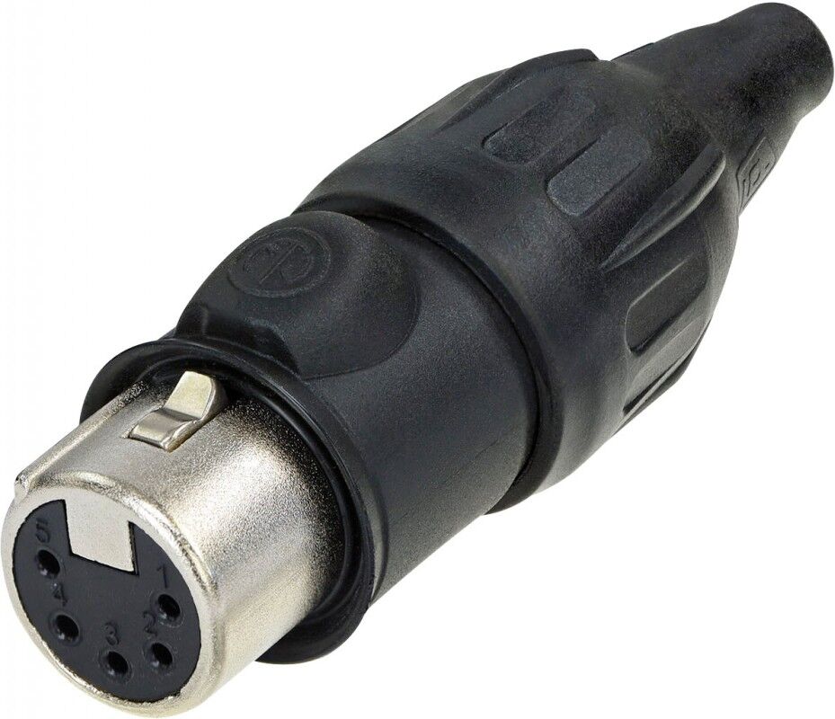 Neutrik XLR 5P Connector, female TOP Contacts plaqués or, boîtier inox - Connecteurs XLR 5 pole