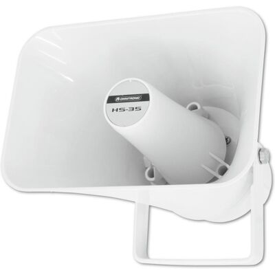 Haut-parleur à corne OMNITRONIC HS-35 - Résistant aux intempéries, 100V, 15W, Blanc - Publicité Haut-parleur à corne OMNITRONIC HS-35 - Résistant aux intempéries, 100V, 15W, Blanc - Publicité