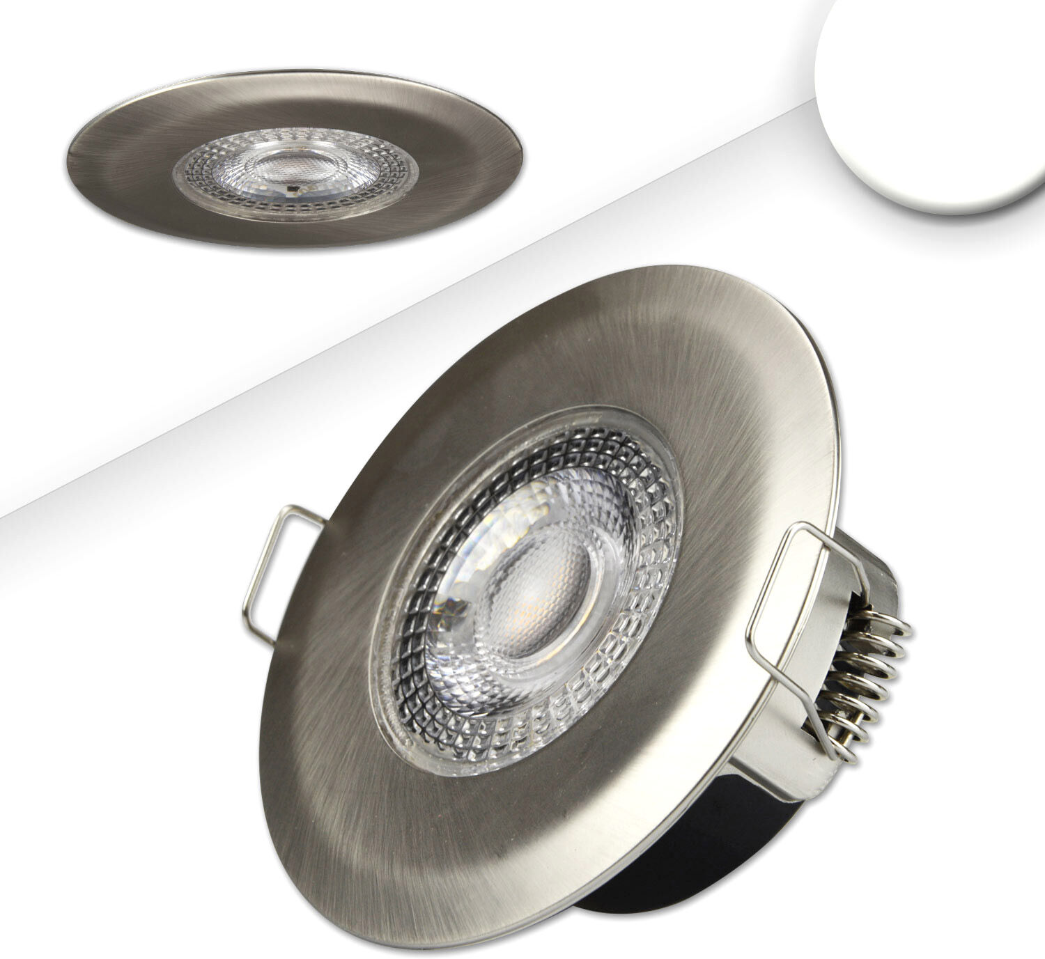 ISOLED Spot encastré LED pce68 IP44, brossé, 5W, 38°, 4000k, SwitchDim - Luminaires encastrés