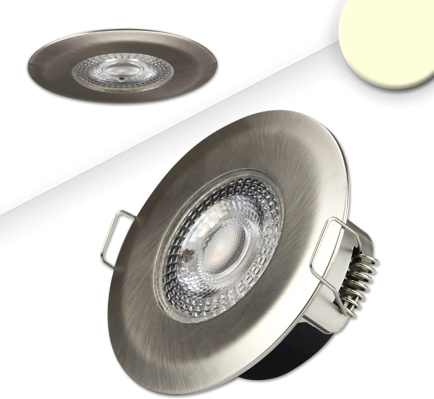 ISOLED Spot encastré LED pce68 IP44, brossé, 5W, 38°, 3000K, SwitchDim - Luminaires encastrés