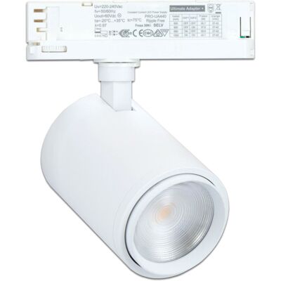 Spot pour rail 3 phases focalisable - 42W - 20°-70° - Blanc mat - Publicité Spot pour rail 3 phases focalisable - 42W - 20°-70° - Blanc mat - Publicité