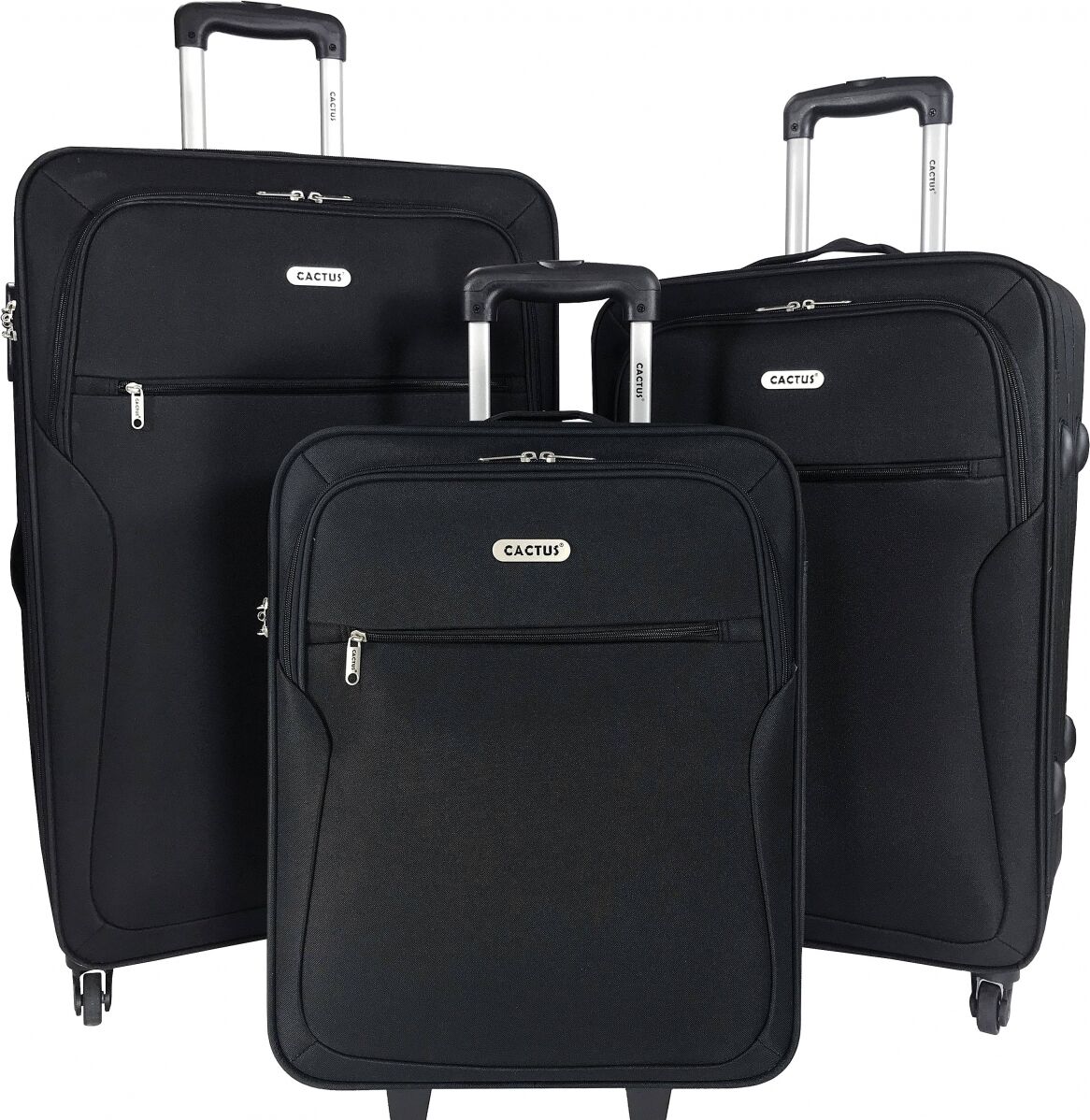 Cactus Lot 3 Valises Souples dont 1 Valise Cabine Cactus - NOIR Cactus Lot 3 Valises Souples dont 1 Valise Cabine Cactus - NOIR