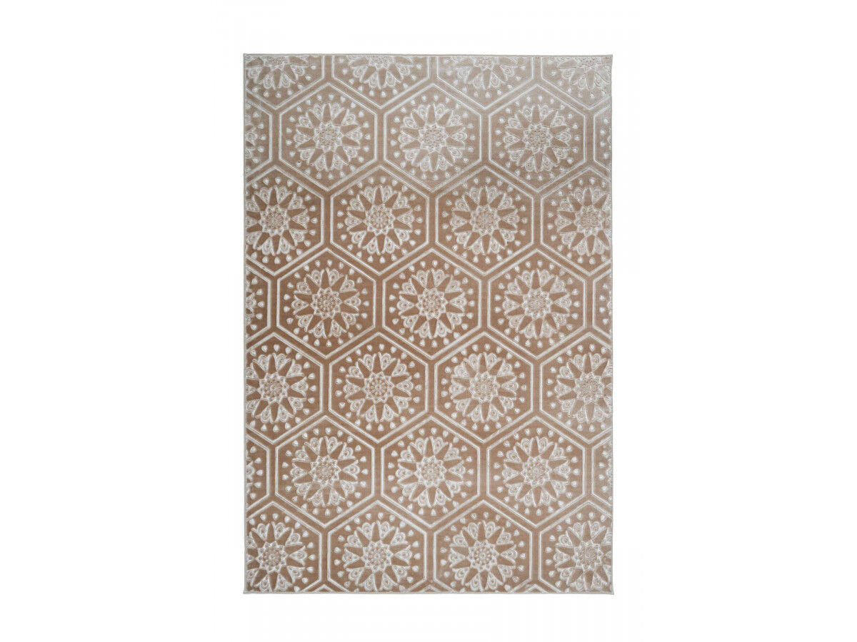 BOBOCHIC Tapis en cuir KHALED motif contemporain  - Rose - Polyester