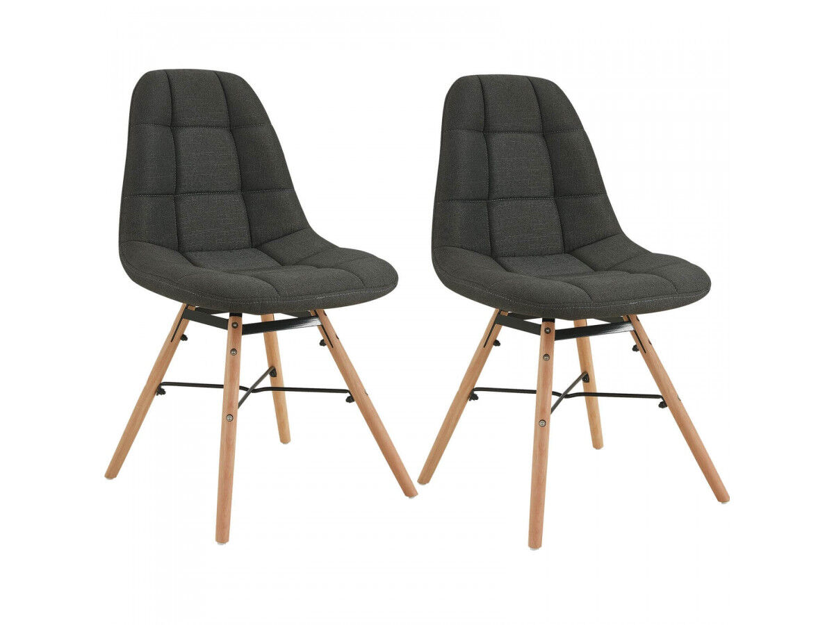 BOBOCHIC Lot de 2 chaises de table MARIUS anthracite  - Marron - Panneaux de particules