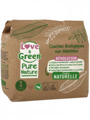 Love & Green Couches Ã?cologiques Pure Nature 32 Couches Taille 1 Naissance (2 Ã  5 Kg) - Paquet 32 couches