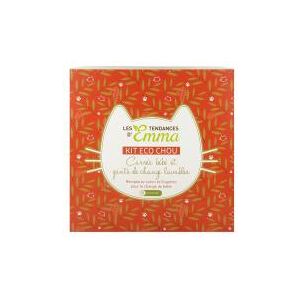 Les Tendances d'Emma Collection Kit Eco Chou Carrés Bébé et Gants de Change Lavables Coton Couleur - Boîte 10 carrés + 10 gants + 1 filet + 1 boîte en bois