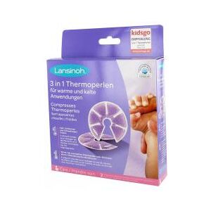 Lansinoh Compresses Thermoperles 3 en 1 Apaisantes Chaudes/Froides - Boîte 2 coussinets réutilisables avec étuis douceur