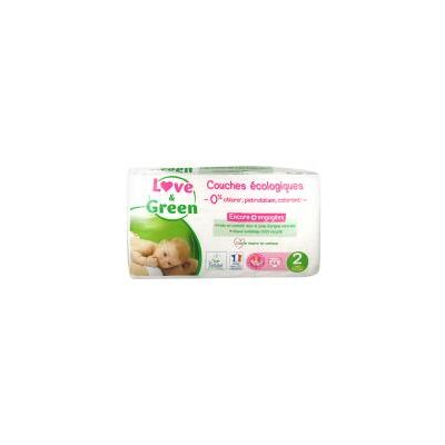 Love & Green Couches Hypoallergéniques 44 Couches Taille 2 (3-6 kg) - Sachet 44 couches - Publicité Love & Green Couches Hypoallergéniques 44 Couches Taille 2 (3-6 kg) - Sachet 44 couches - Publicité