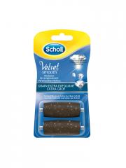 Scholl Velvet Smooth Express Pedi Cristaux de Diamants Grain Extra Exfoliant 2 Rouleaux de Remplacement - Boîte 2 rouleaux