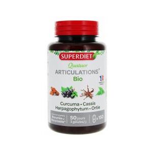 Superdiet Quatuor Curcuma Articulations Bio 150 Gélules - Boîte plastique 150 gélules