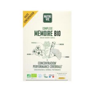 Nutrivie Complexe Mémoire Bio 20 Ampoules - Boîte 20 ampoules de 15 ml - Publicité