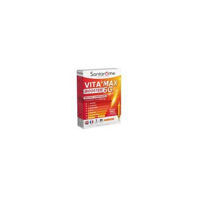 Santarome Vita'Max Booster 6G 20 Ampoules - Boîte 20 ampoules de 10 ml - Publicité Santarome Vita'Max Booster 6G 20 Ampoules - Boîte 20 ampoules de 10 ml - Publicité