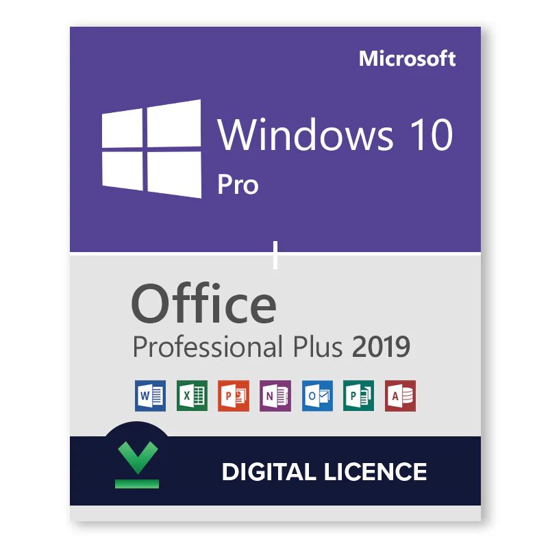 Microsoft Windows 10 Pro + Microsoft Office 2019 Pro Plus - Licence numérique - Logiciel en téléchargement