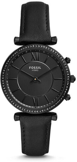 Fossil Women Montre Connectée Hybride - Carlie En Cuir Noir - One size