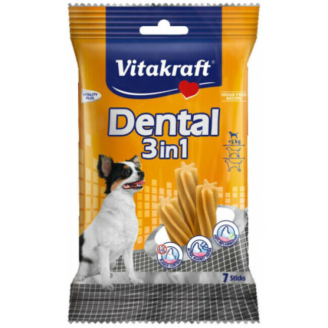 Vitakraft Bâtonnets soins dentaires pour petits chiens (- 5 kg) Vitakraft Dental 3 en 1 XS 70 g