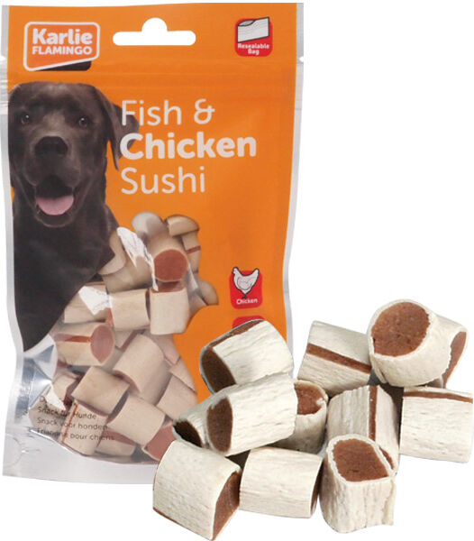 Flamingo Chick'n Snack Sushi friandises pour chien 1 Sachet Lg 2 cm Flamingo Chick'n Snack Sushi friandises pour chien 1 Sachet Lg 2 cm