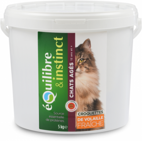 Equilibre & Instinct Croquettes pour chat Senior Equilibre & Instinct volaille fraîche - Seau 5 kg