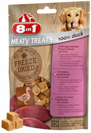 8in1 Friandises lyophilisées sans céréales pour chien Freeze Dried 8in1 Sachet 50 g - Saveur Canard 8in1 Friandises lyophilisées sans céréales pour chien Freeze Dried 8in1 Sachet 50 g - Saveur Canard