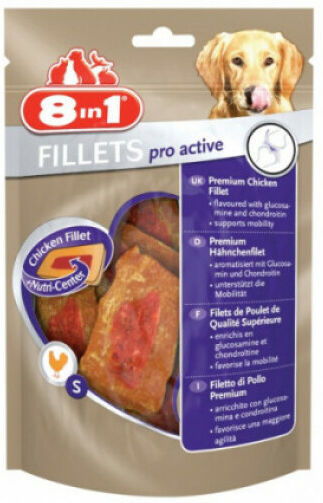 8in1 Friandises pour chien Pro Active 8 in 1 Fillets saveur poulet Sachet 80 g