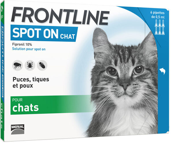 Frontline Spot on Anti puce et tique pour chat Frontline monodose (1 pipette de 0.5 ml) Frontline Spot on Anti puce et tique pour chat Frontline monodose (1 pipette de 0.5 ml)