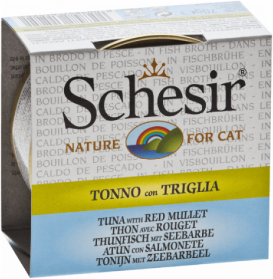 Schesir Pâtée pour chat Schesir avec bouillon - Boîte 70 g Thon avec rouget Schesir Pâtée pour chat Schesir avec bouillon - Boîte 70 g Thon avec rouget