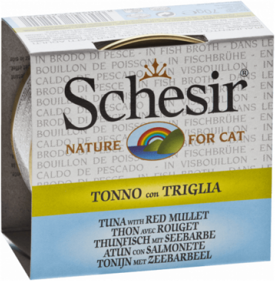 Schesir Pâtée pour chat Schesir avec bouillon - Boîte 70 g Thon avec rouget