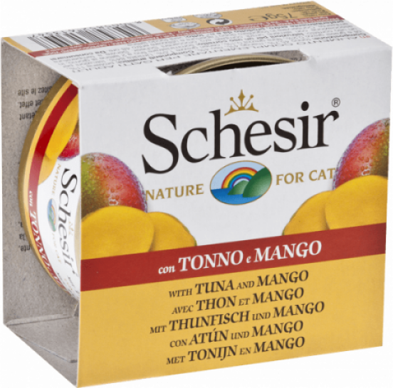 Schesir Pâtée pour chat Schesir avec morceaux de fruits - Boîte 75 g Thon avec mangue