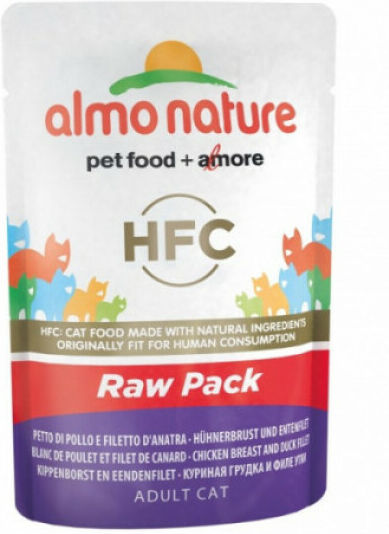 Almo Nature Pâtée pour chat HFC Raw Pack Almo Nature - Lot de 6 pochons 55 g Blanc de poulet et filet de canard Almo Nature Pâtée pour chat HFC Raw Pack Almo Nature - Lot de 6 pochons 55 g Blanc de poulet et filet de canard