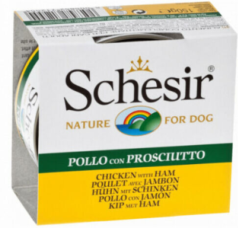 Schesir Pâtée pour chien Schesir en gelée - Boîte 150 g Filets de poulet avec jambon (Fin de DLUO) (Fin de DLUO) Schesir Pâtée pour chien Schesir en gelée - Boîte 150 g Filets de poulet avec jambon (Fin de DLUO) (Fin de DLUO)