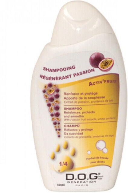 Dog Génération Shampoing nourrissant et régénérant Activ fruit aux fruits de la passion pour chien Dog Génération Shampoing nourrissant et régénérant Activ fruit aux fruits de la passion pour chien
