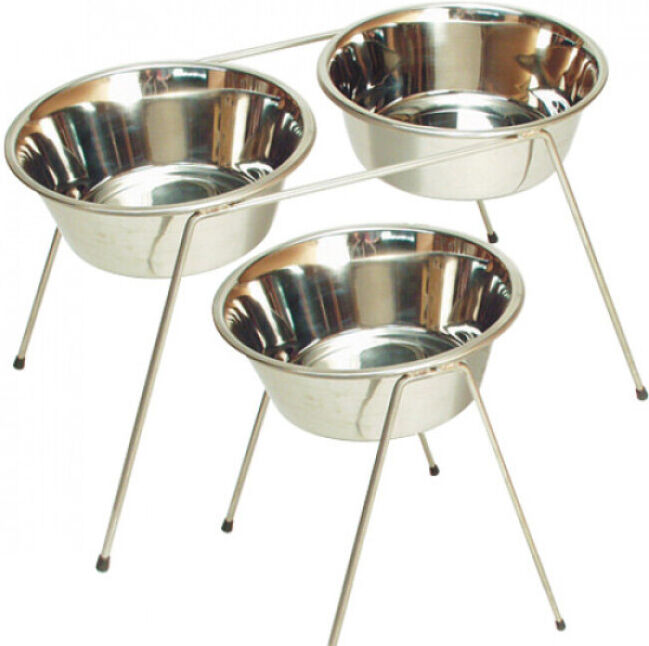 P2D ® Support double avec écuelles modèle haut inox H 35 cm 2 x 4 L P2D ® Support double avec écuelles modèle haut inox H 35 cm 2 x 4 L