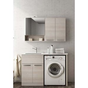 LEGNOBAGNO Meuble de salle de bain avec porte lave-linge et lavabo 127 cm - Rosa Chiaro Opa