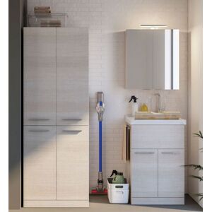 LEGNOBAGNO Meuble de salle de bain avec lavabo de 60 cm et colonne pour laveuse et secheuse