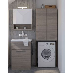 LEGNOBAGNO Meuble de salle de bain avec lavabo 62 cm et colonne lave-linge - Rovere Nodato