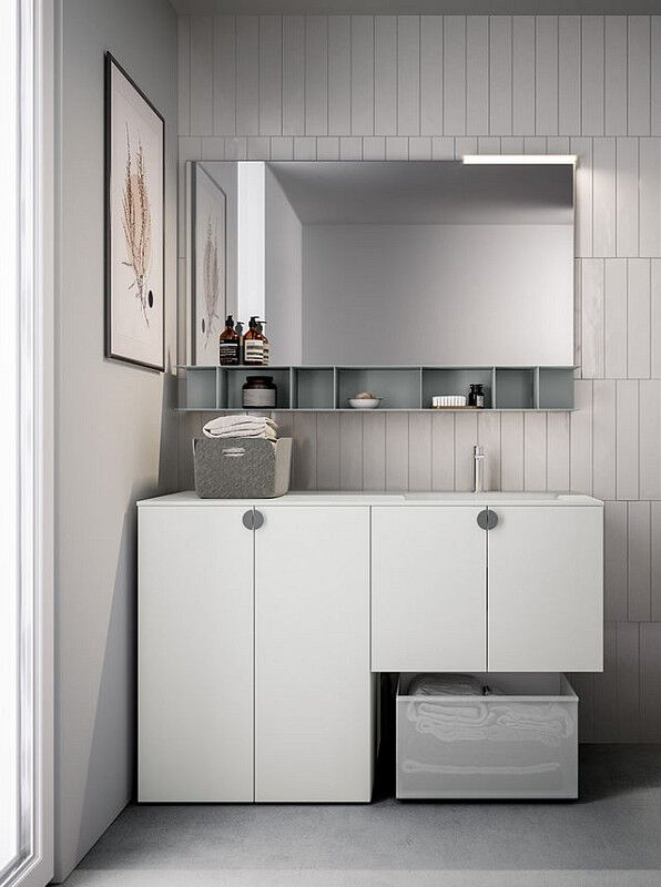 ARTESI Meuble de salle de bain Filo avec meuble pour machine à laver cm 140 - Roccia Op
