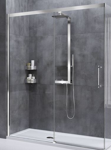 Novellini Cabine de douche à porte coulissante Rose Rouge PH 143 - chrome - satin - Droit