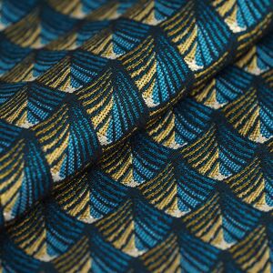 Mondial Tissus - Gatsby - Canard et or - Jacquard - Fabric - Publicité Mondial Tissus - Gatsby - Canard et or - Jacquard - Fabric - Publicité