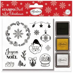 Tampons caoutchouc montés en mousse et 3 encreurs 'Aladine' Stampo - Aladine - Mondial Tissus - Publicité Tampons caoutchouc montés en mousse et 3 encreurs 'Aladine' Stampo - Aladine - Mondial Tissus - Publicité
