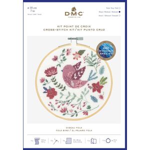Kit de Point de Croix Oiseau Fleurs DMC - Kit de Point de Croix - Publicité Kit de Point de Croix Oiseau Fleurs DMC - Kit de Point de Croix - Publicité