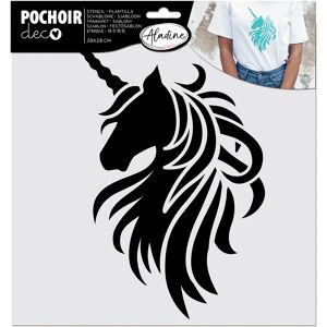 Pochoir textile licorne 28x28cm - Aladine - Mondial Tissus - Publicité Pochoir textile licorne 28x28cm - Aladine - Mondial Tissus - Publicité