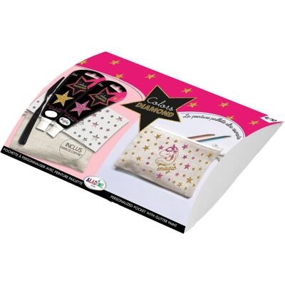 Bernette Izink Diamond - pochette beige - pochoir Licorne - Izink Diamond 30 ml - Set - Publicité Bernette Izink Diamond - pochette beige - pochoir Licorne - Izink Diamond 30 ml - Set - Publicité