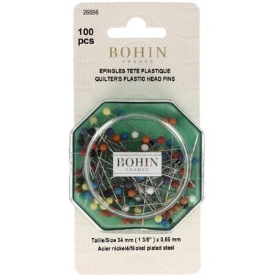 Boite d' épingles à piquer tête plastique bohin - Bohin - Mondial Tissus - Publicité Boite d' épingles à piquer tête plastique bohin - Bohin - Mondial Tissus - Publicité