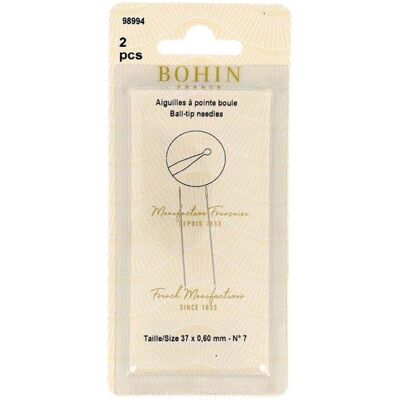 Bohin - Aiguilles à coudre et broder à pointe boule Bohin 37 x 0,60 mm - 37 x 0,60 mm - Boule pointe - Aiguilles - Publicité Bohin - Aiguilles à coudre et broder à pointe boule Bohin 37 x 0,60 mm - 37 x 0,60 mm - Boule pointe - Aiguilles - Publicité