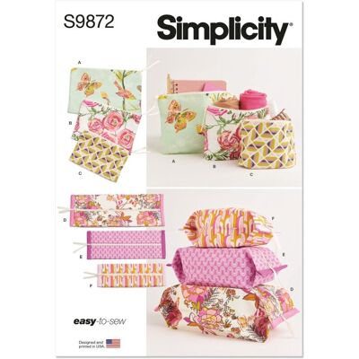 Simplicity S9872 Os - Pochette à fermeture éclair avec tirettes en ruban - Publicité Simplicity S9872 Os - Pochette à fermeture éclair avec tirettes en ruban - Publicité