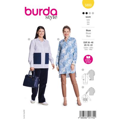 Blouse Burda 5800 - Deux Styles, Imprimé Romantique, Poches Cargo - Publicité Blouse Burda 5800 - Deux Styles, Imprimé Romantique, Poches Cargo - Publicité