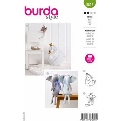 Patron Burda animaux en peluche B 5833 - Burda - Mondial Tissus - Publicité Patron Burda animaux en peluche B 5833 - Burda - Mondial Tissus - Publicité