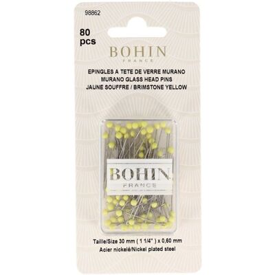 Epingles à tête de verre de Murano jaune - Bohin - Bohin - Mondial Tissus - Publicité Epingles à tête de verre de Murano jaune - Bohin - Bohin - Mondial Tissus - Publicité