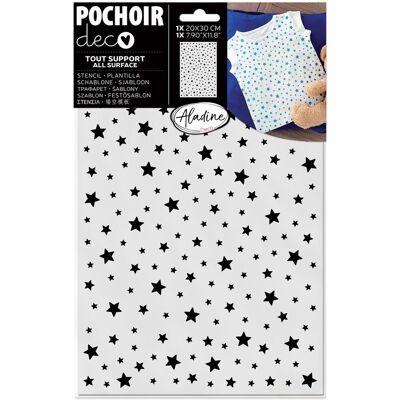 Pochoir décoration imprimé étoiles 20x30cm - Aladine - Mondial Tissus - Publicité Pochoir décoration imprimé étoiles 20x30cm - Aladine - Mondial Tissus - Publicité