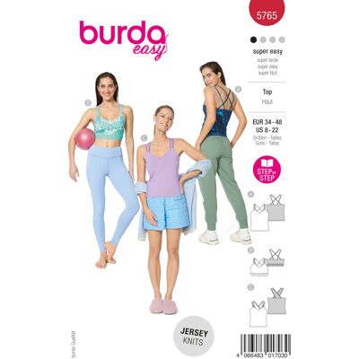 Patron burda n° 5765 top 34-48 - Burda - Mondial Tissus - Publicité Patron burda n° 5765 top 34-48 - Burda - Mondial Tissus - Publicité